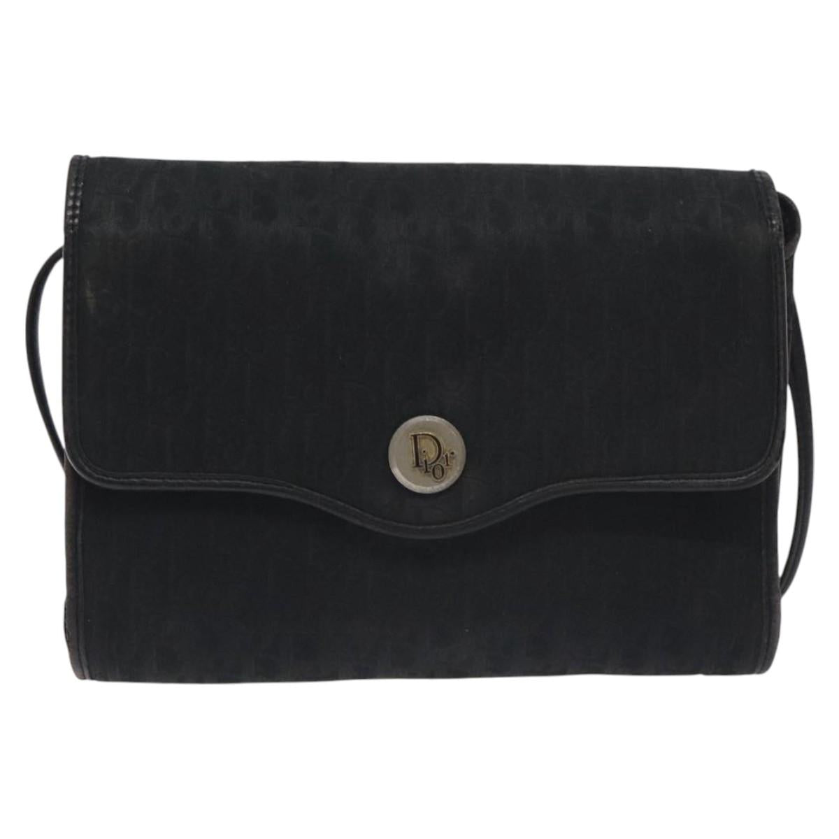 Christian Dior Trotter Canvas Shoulder Bag Black Auth BA3304