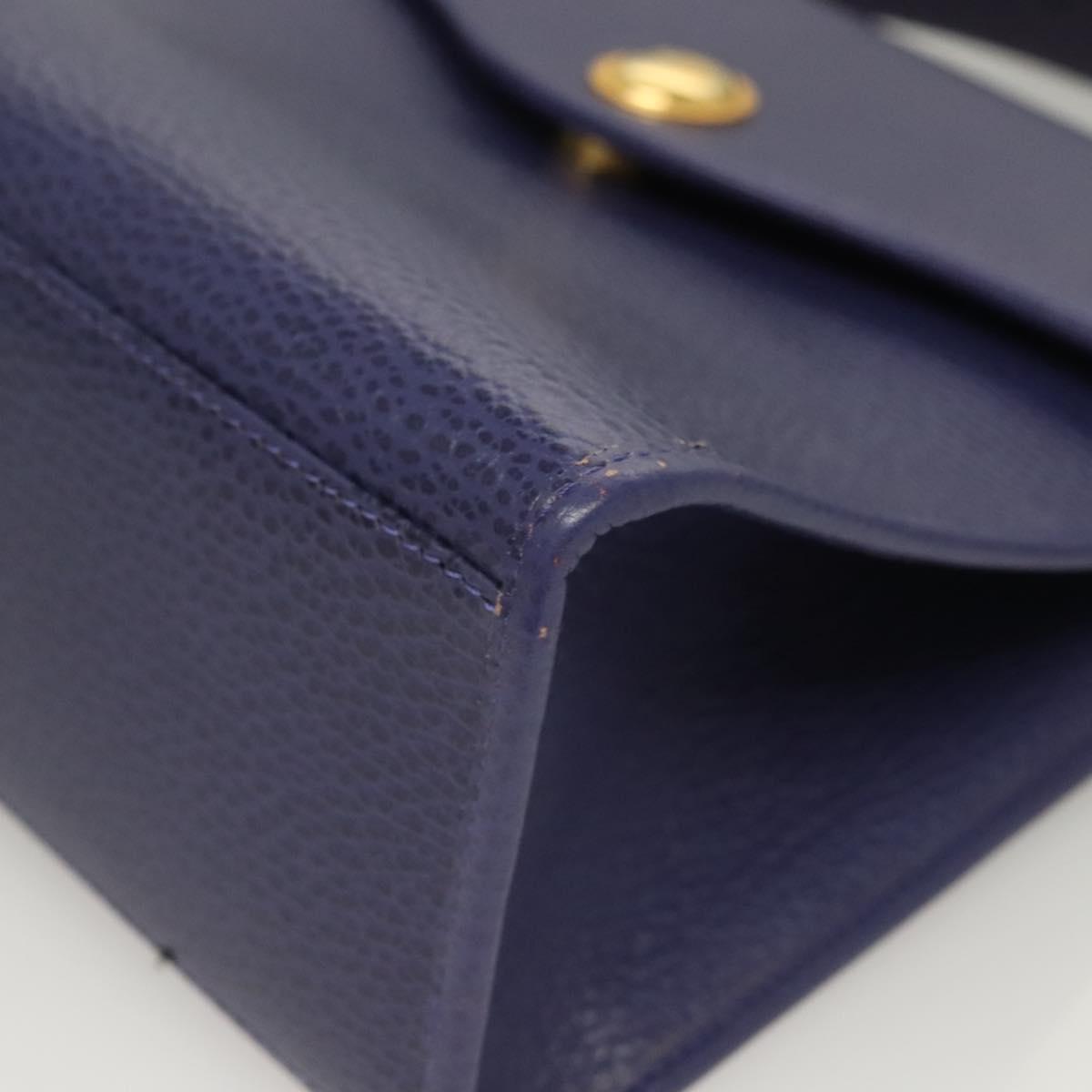 Christian Dior Hand Bag Leather 2way Gold Purple gray Auth BA3306