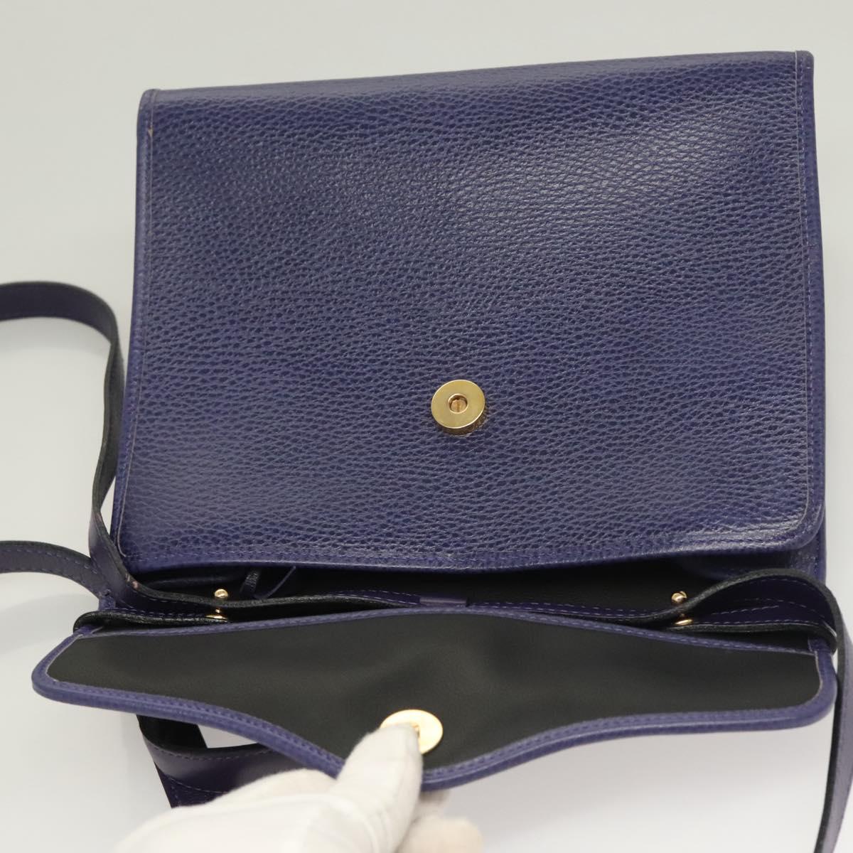 Christian Dior Hand Bag Leather 2way Gold Purple gray Auth BA3306