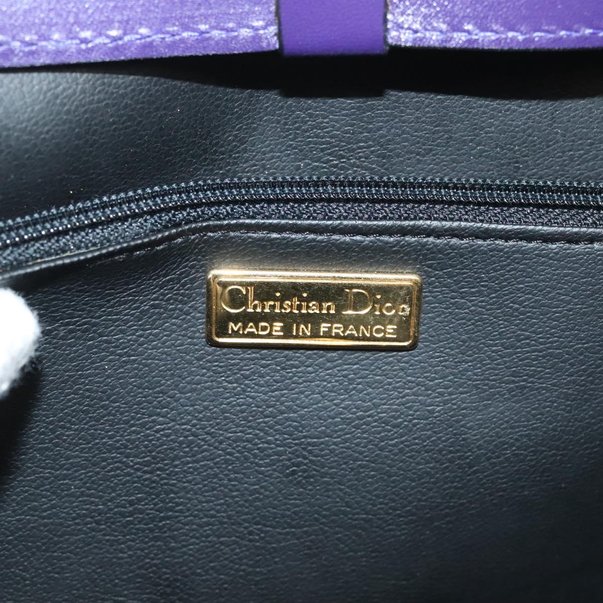 Christian Dior Hand Bag Leather 2way Gold Purple gray Auth BA3306