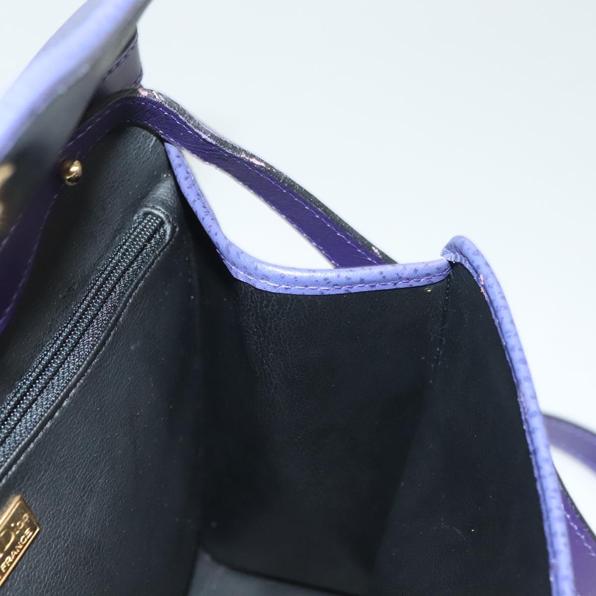 Christian Dior Hand Bag Leather 2way Gold Purple gray Auth BA3306