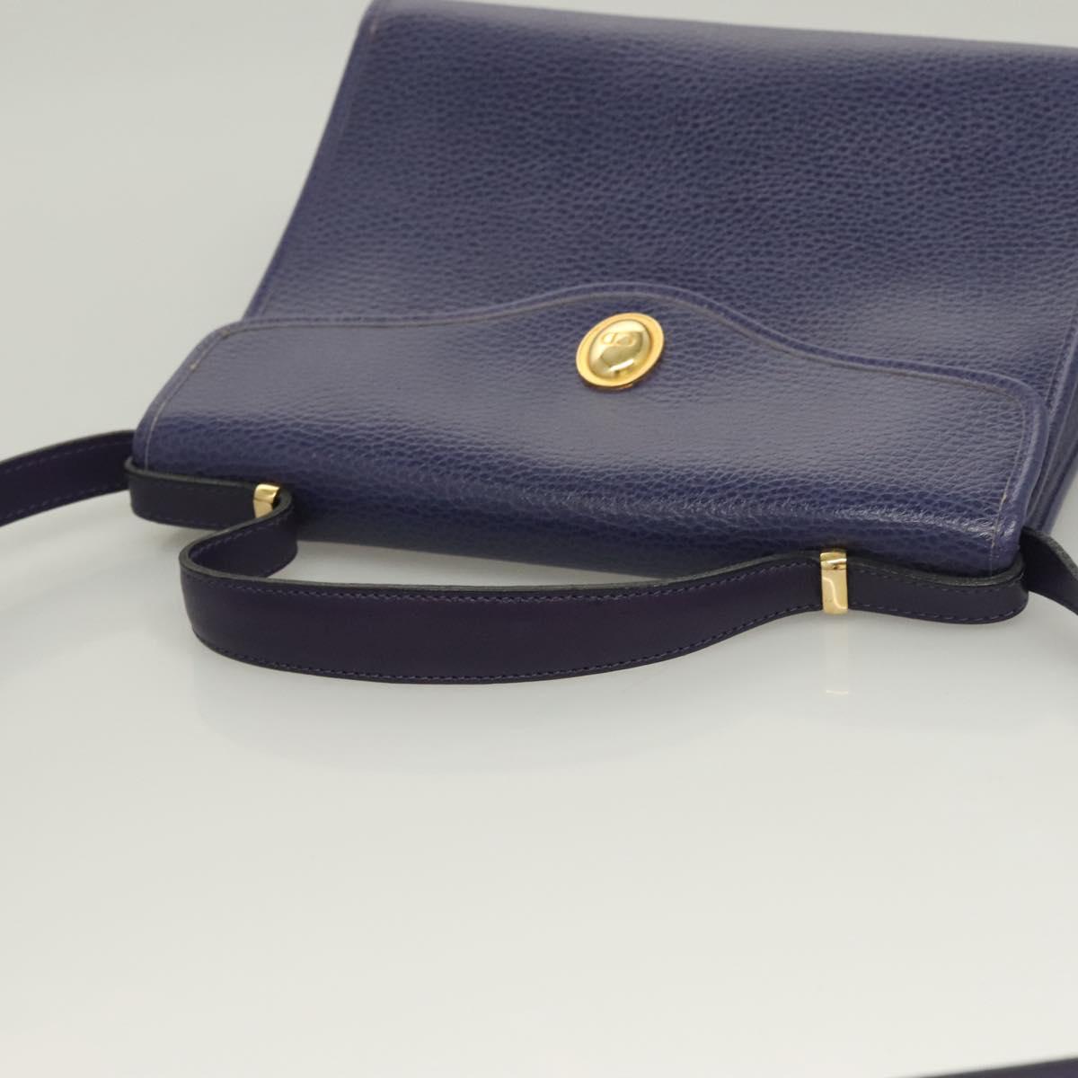 Christian Dior Hand Bag Leather 2way Gold Purple gray Auth BA3306