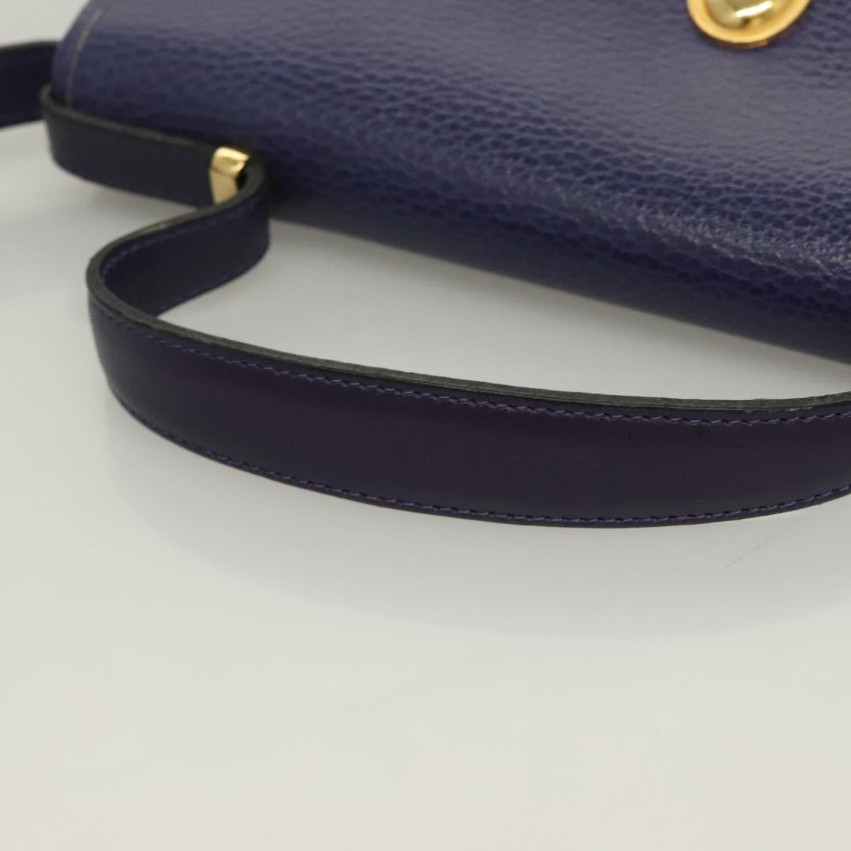Christian Dior Hand Bag Leather 2way Gold Purple gray Auth BA3306