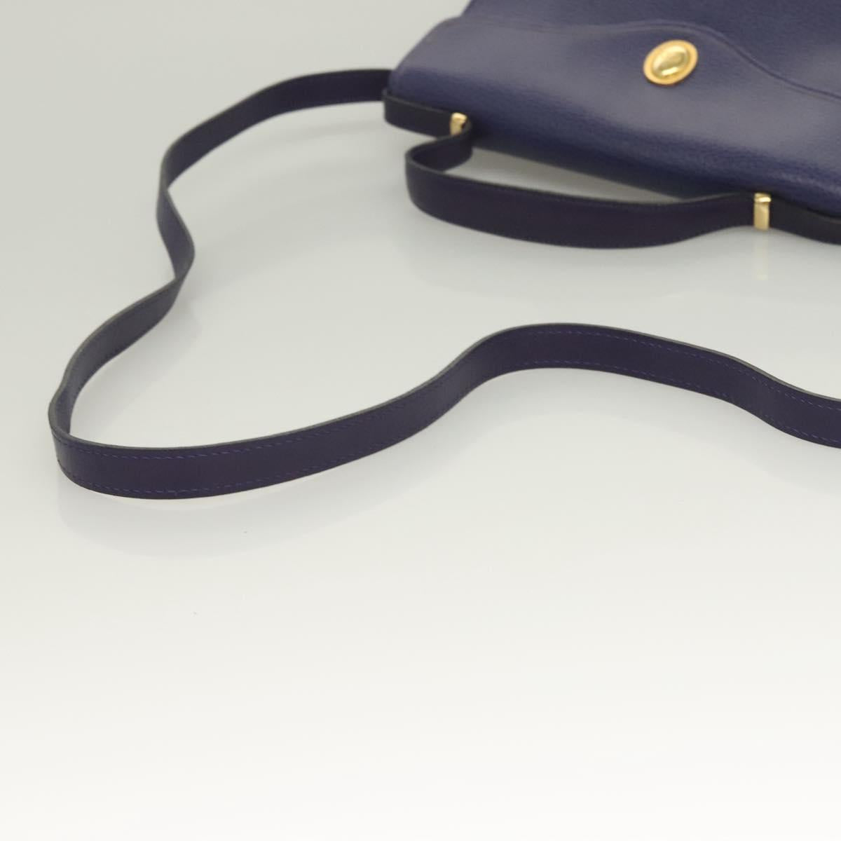 Christian Dior Hand Bag Leather 2way Gold Purple gray Auth BA3306