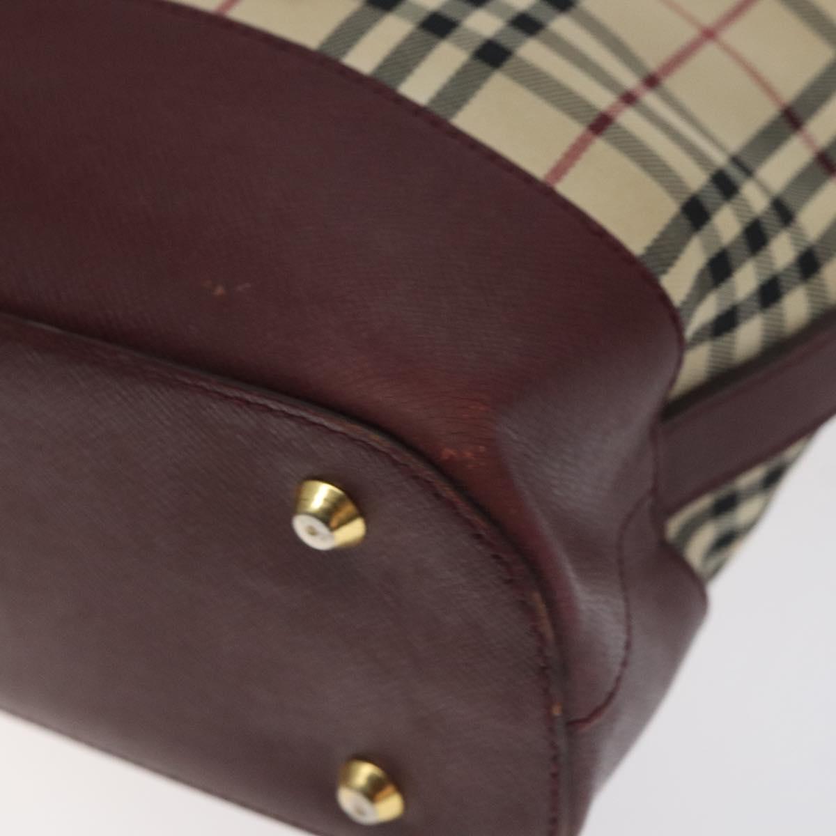 BURBERRY Nova Check Shoulder Bag Canvas Beige Gold Auth BA3310