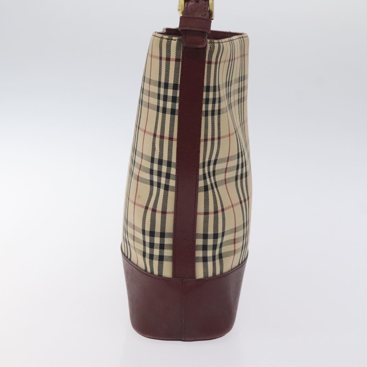 BURBERRY Nova Check Shoulder Bag Canvas Beige Gold Auth BA3310