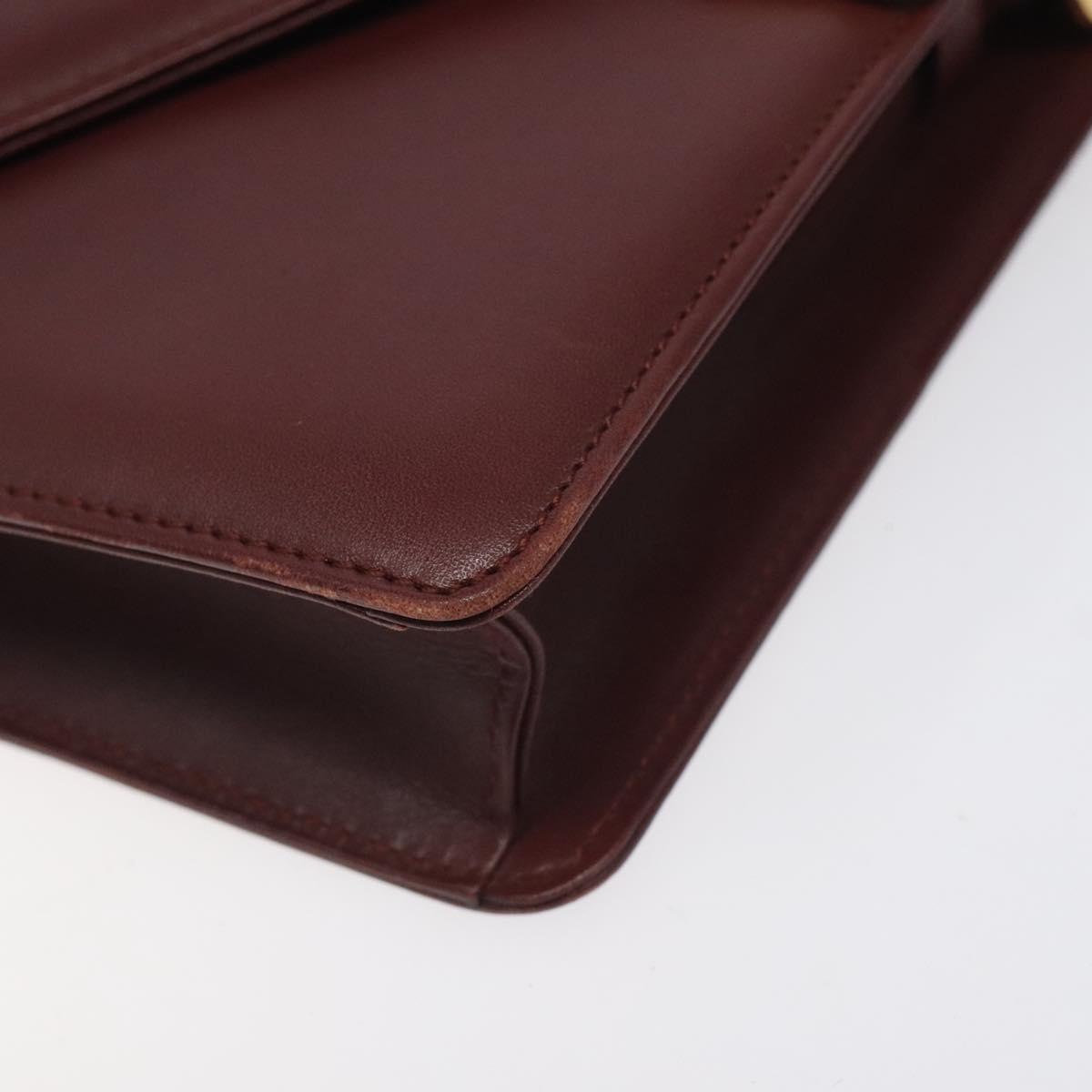 CARTIER Must Line Shoulder Bag Leather Bordeaux Gold Auth BA3311