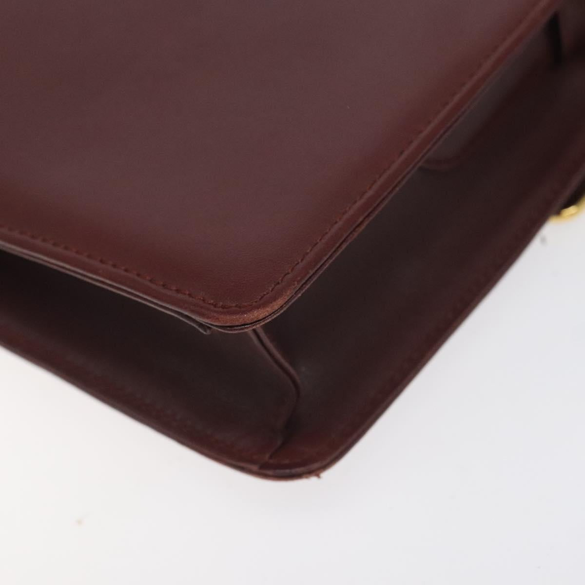 CARTIER Must Line Shoulder Bag Leather Bordeaux Gold Auth BA3311