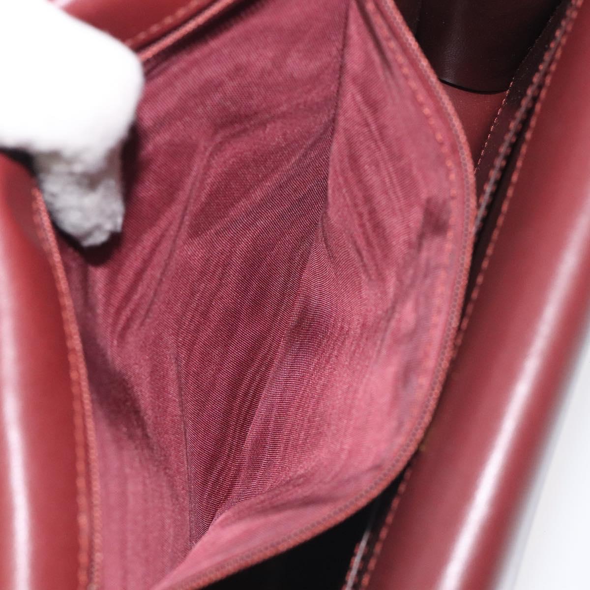 CARTIER Must Line Shoulder Bag Leather Bordeaux Gold Auth BA3311