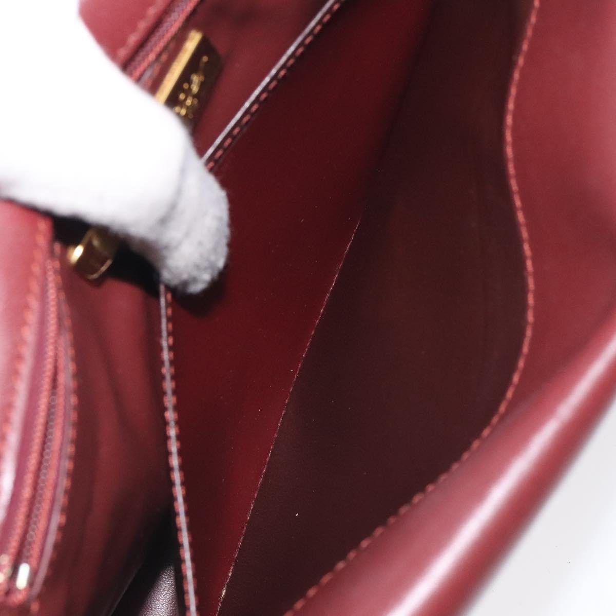CARTIER Must Line Shoulder Bag Leather Bordeaux Gold Auth BA3311