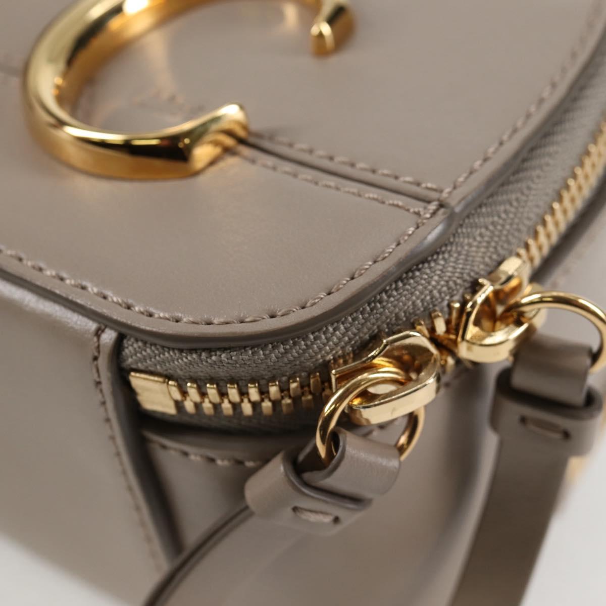 Chloe Chain Shoulder Bag Leather Beige Gold Auth BA3317V