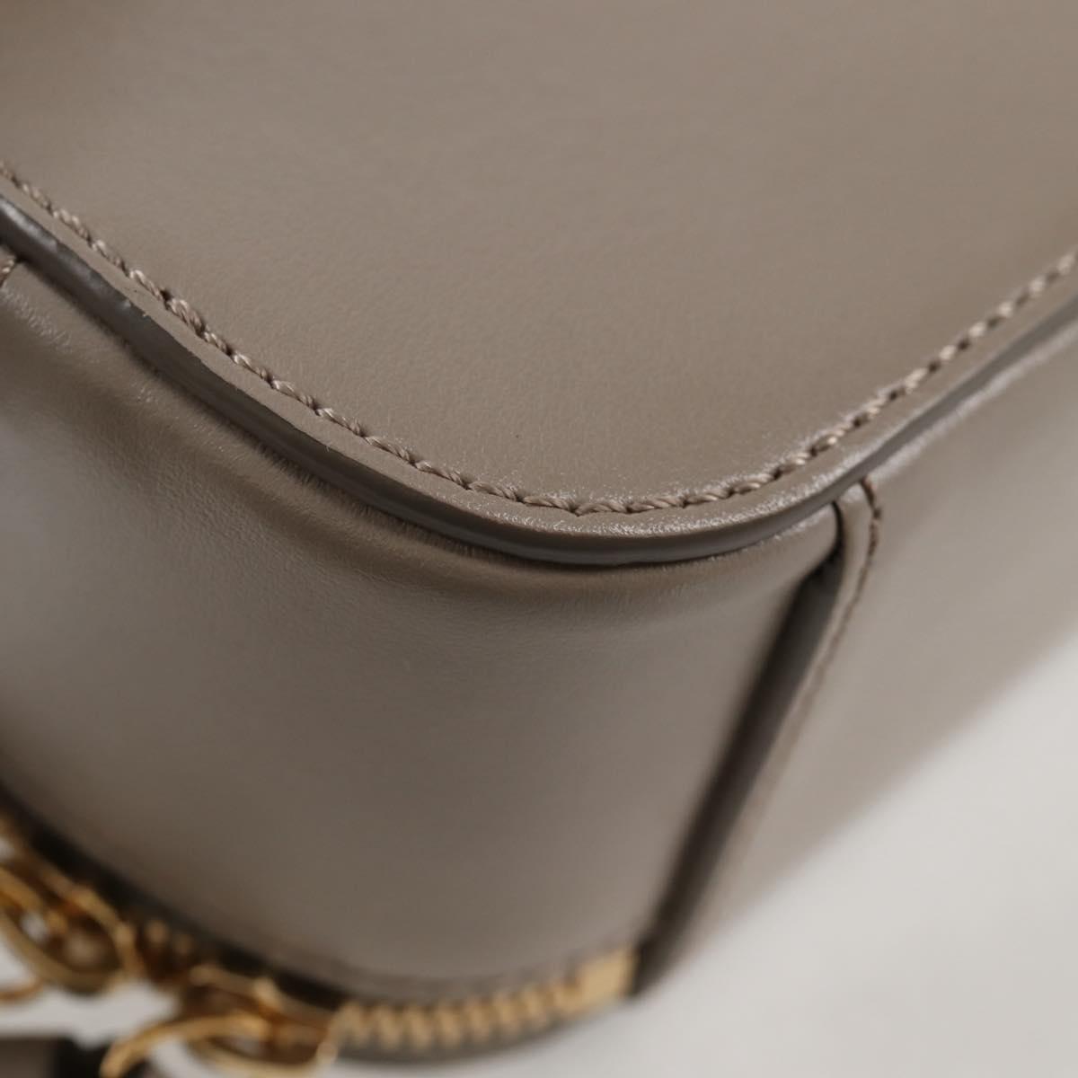 Chloe Chain Shoulder Bag Leather Beige Gold Auth BA3317V