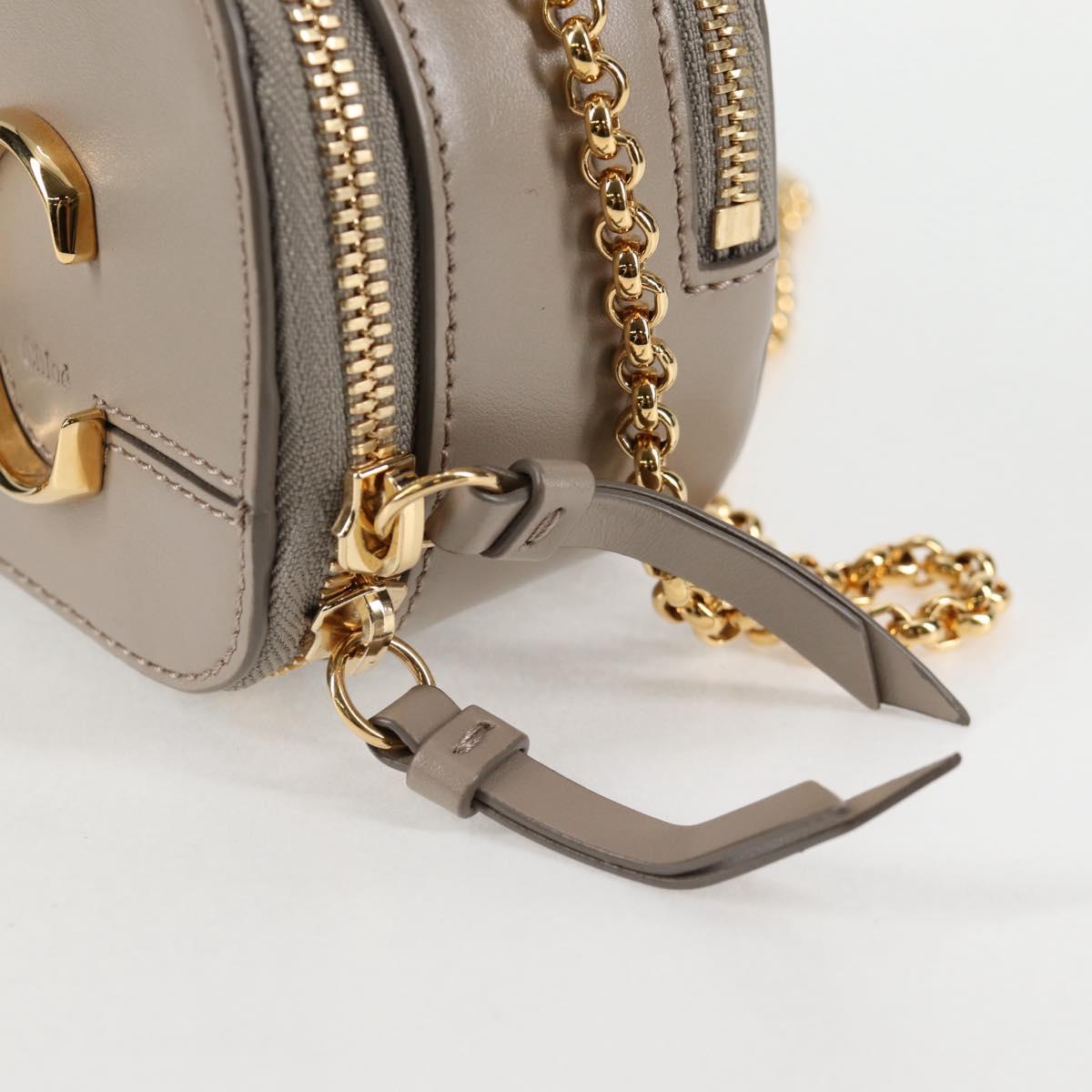 Chloe Chain Shoulder Bag Leather Beige Gold Auth BA3317V
