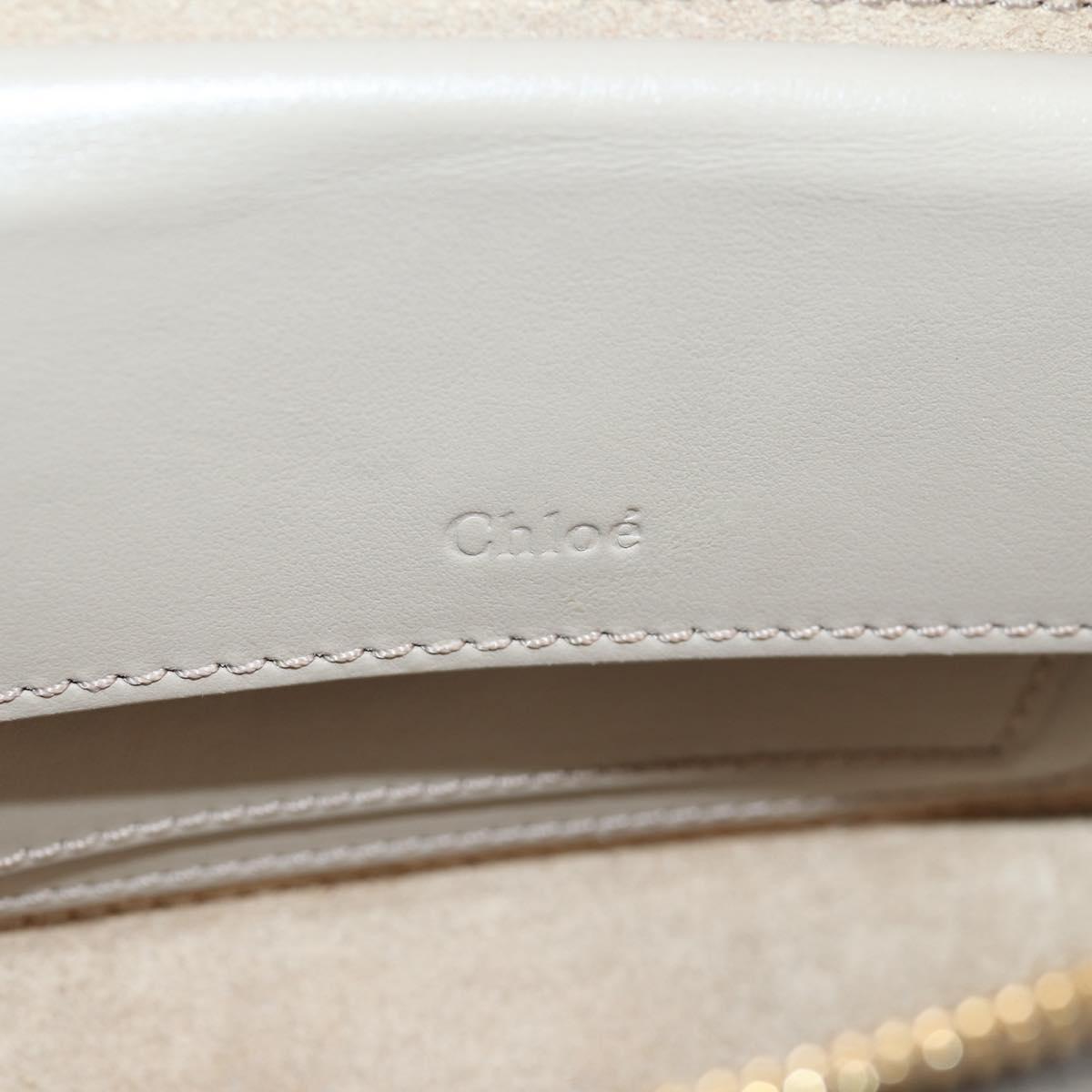Chloe Chain Shoulder Bag Leather Beige Gold Auth BA3317V