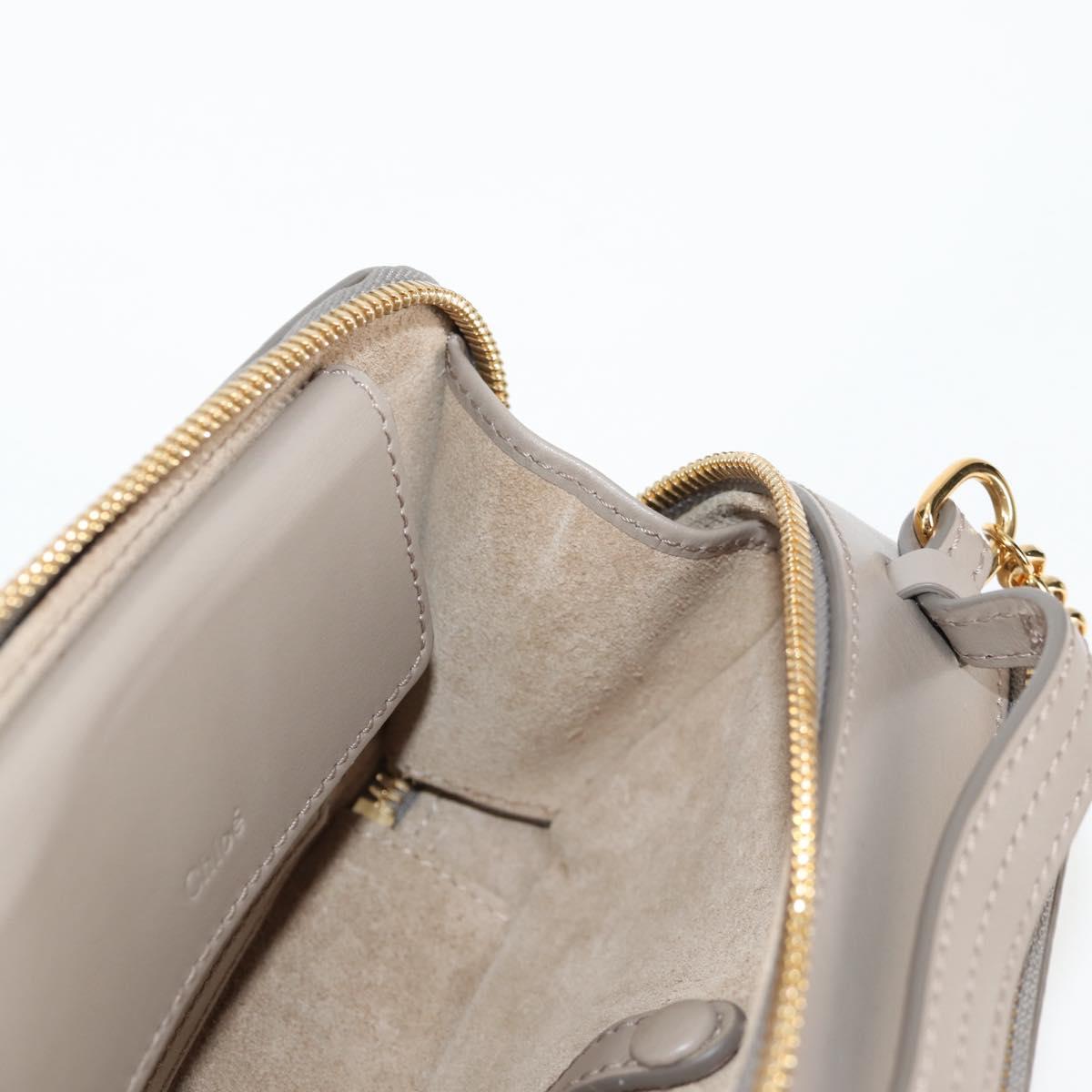 Chloe Chain Shoulder Bag Leather Beige Gold Auth BA3317V