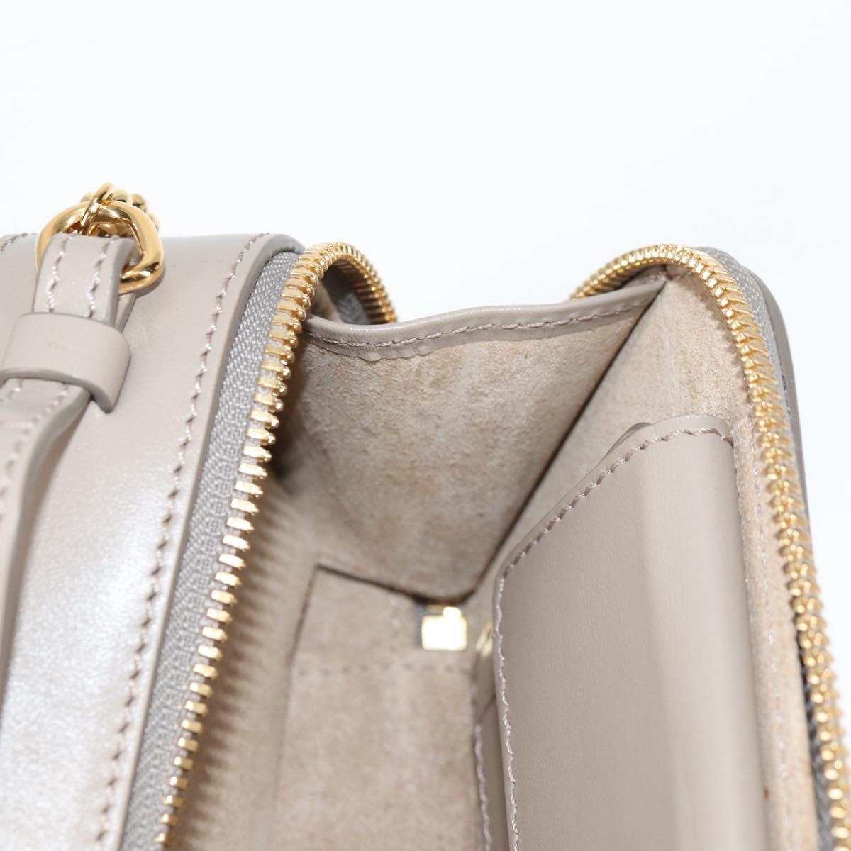 Chloe Chain Shoulder Bag Leather Beige Gold Auth BA3317V