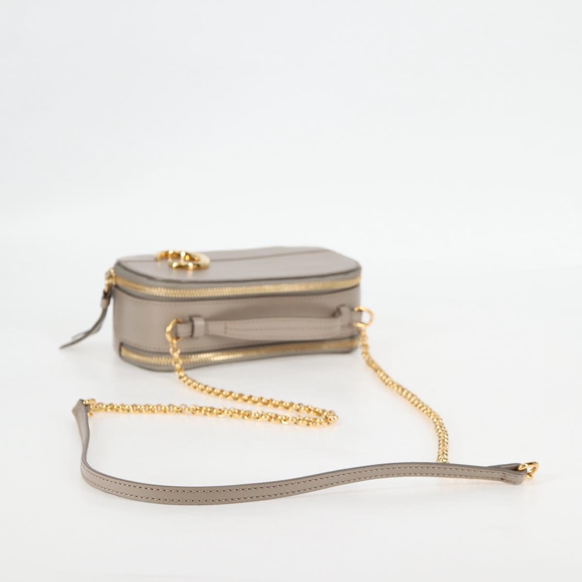 Chloe Chain Shoulder Bag Leather Beige Gold Auth BA3317V