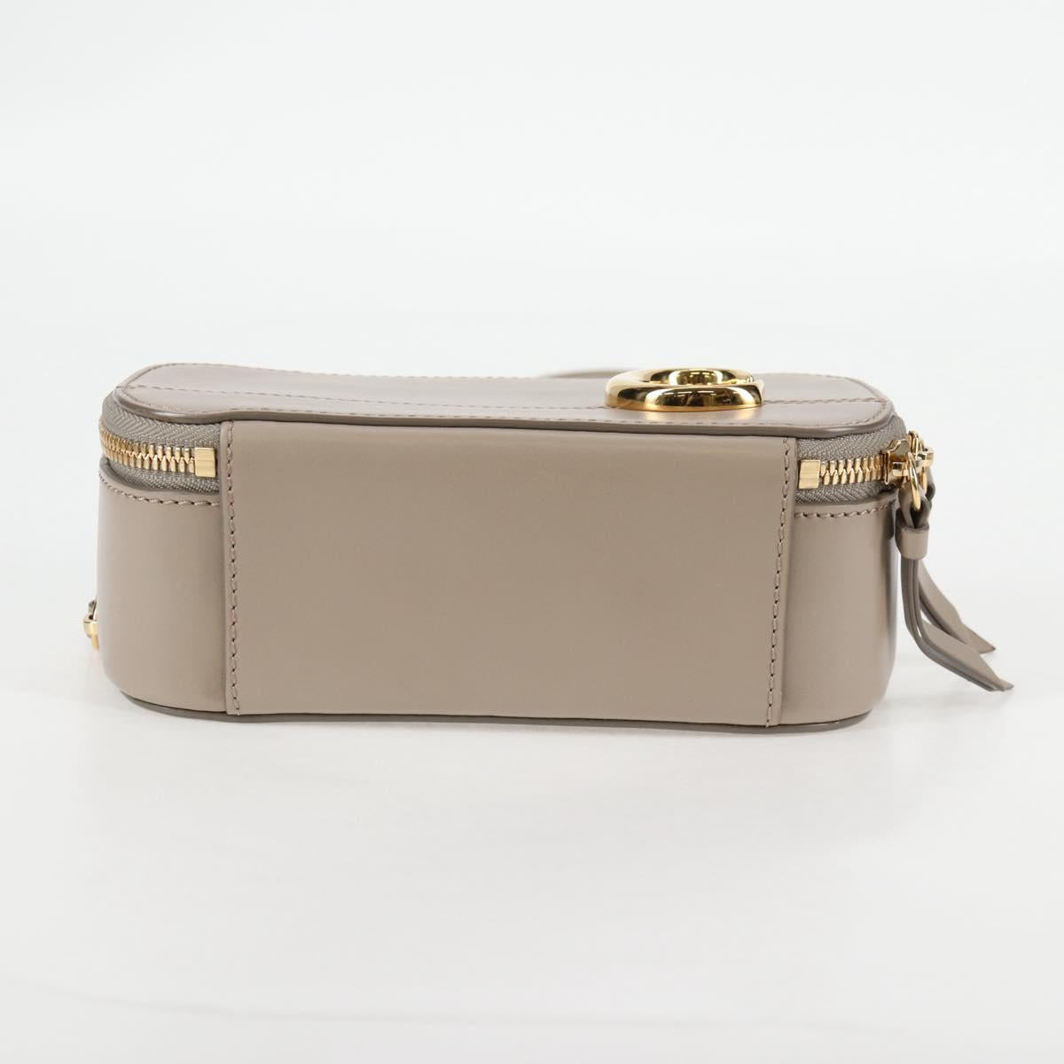 Chloe Chain Shoulder Bag Leather Beige Gold Auth BA3317V