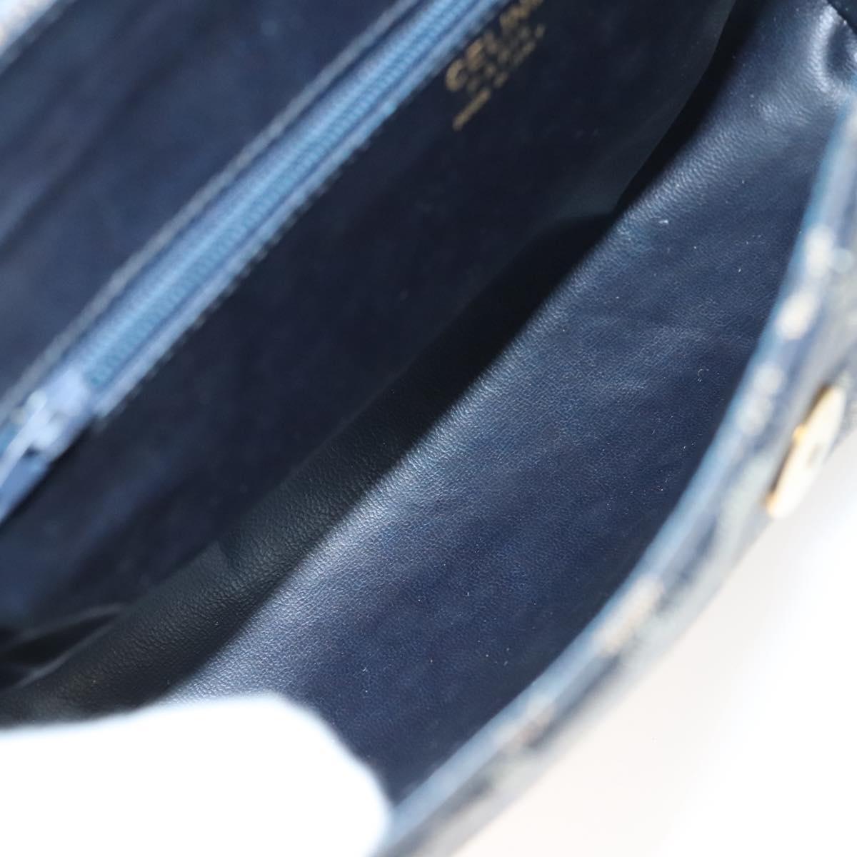 CELINE C Sulky Shoulder Bag Canvas Navy Gold Auth BA3319