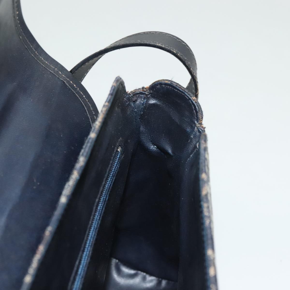 CELINE C Sulky Shoulder Bag Canvas Navy Gold Auth BA3319