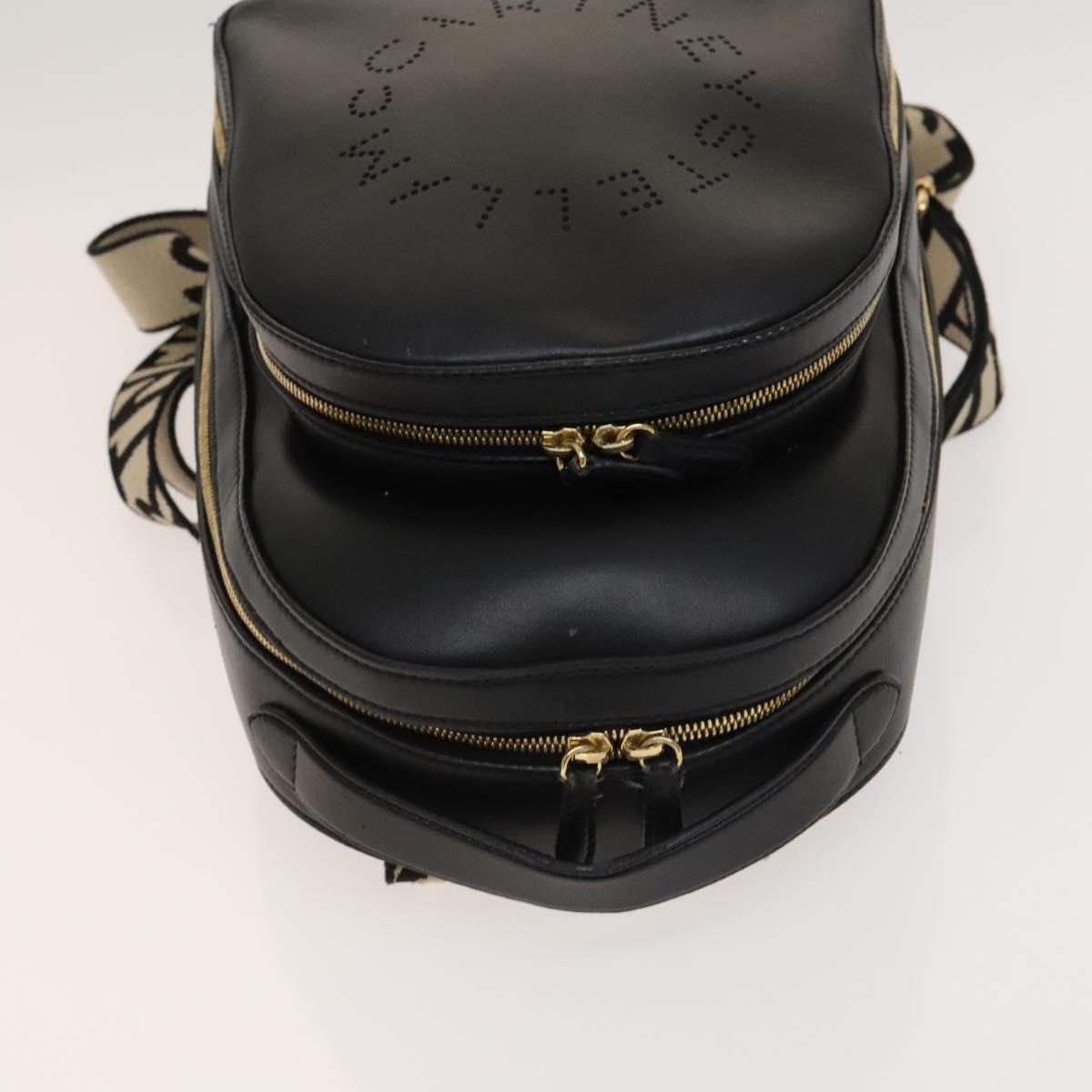 Stella MacCartney Backpack Leather Black Gold 594165 Auth BA3320