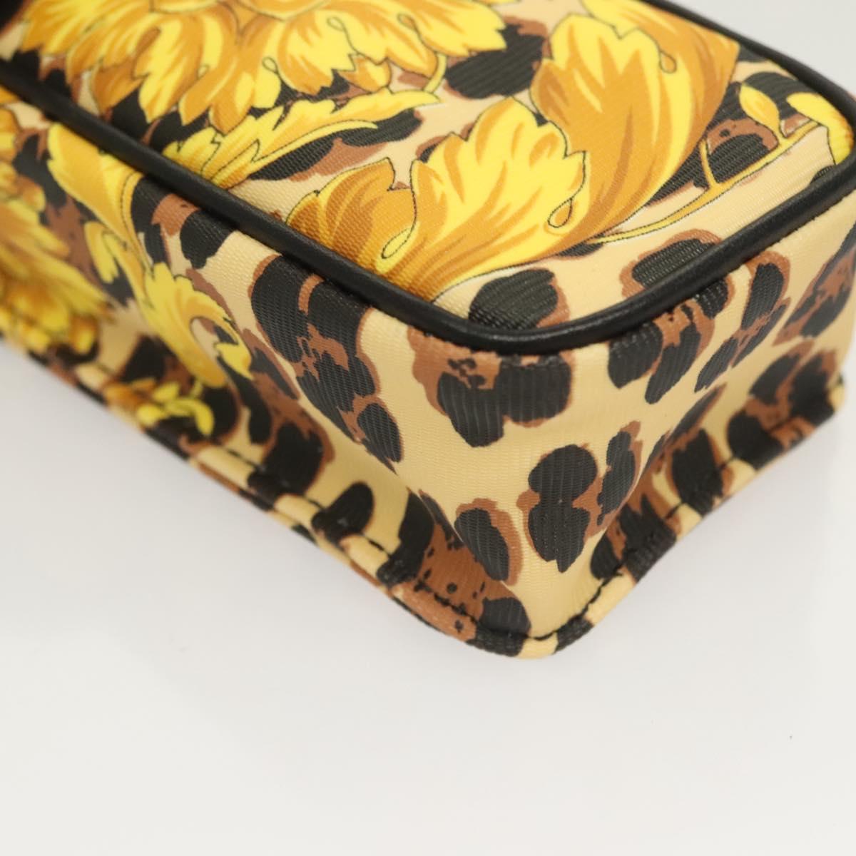 Gianni Versace Shoulder Pouch PVC Leather Yellow Gold Auth BA3323