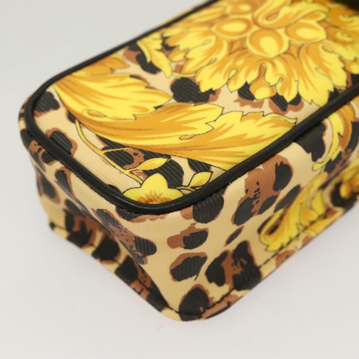 Gianni Versace Shoulder Pouch PVC Leather Yellow Gold Auth BA3323