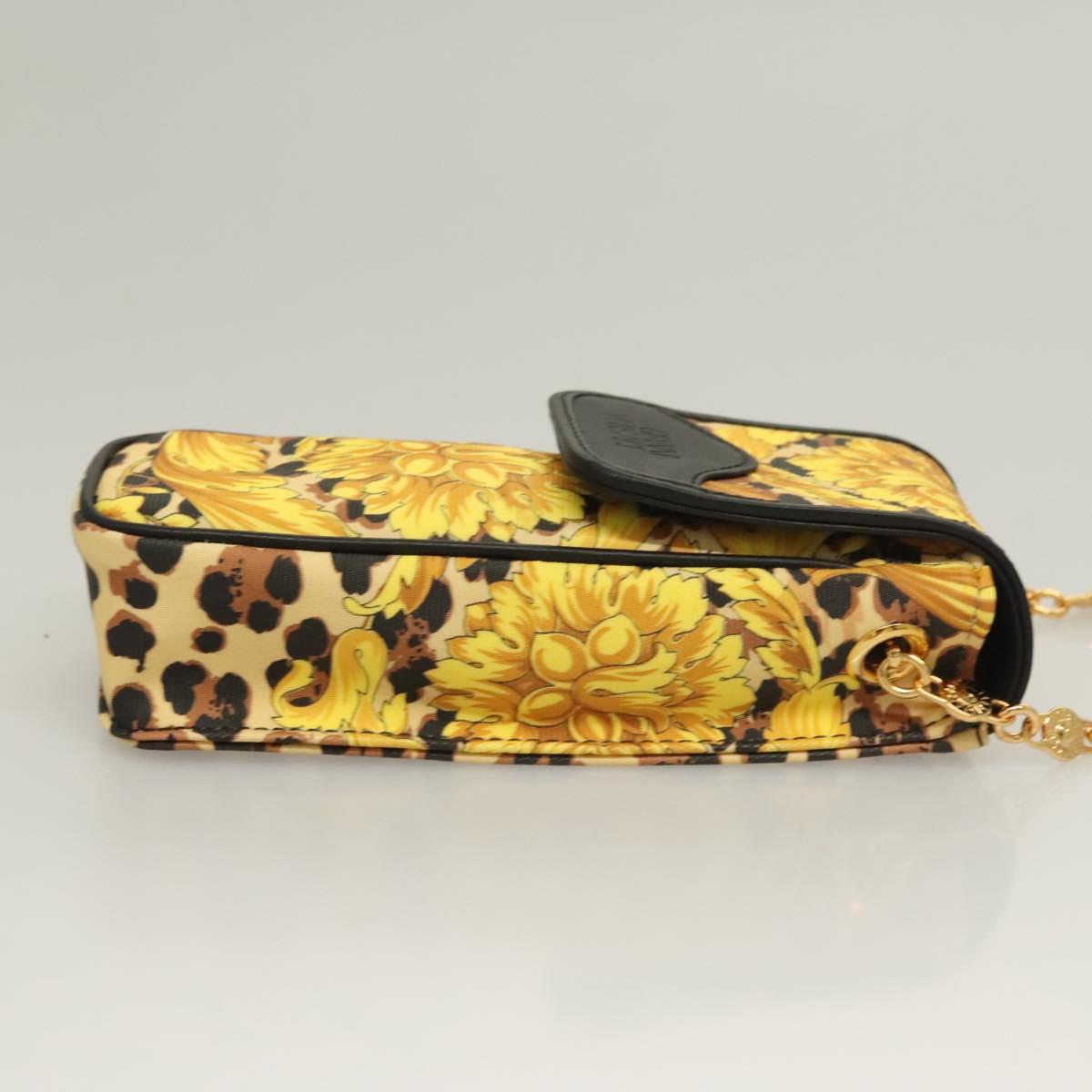 Gianni Versace Shoulder Pouch PVC Leather Yellow Gold Auth BA3323