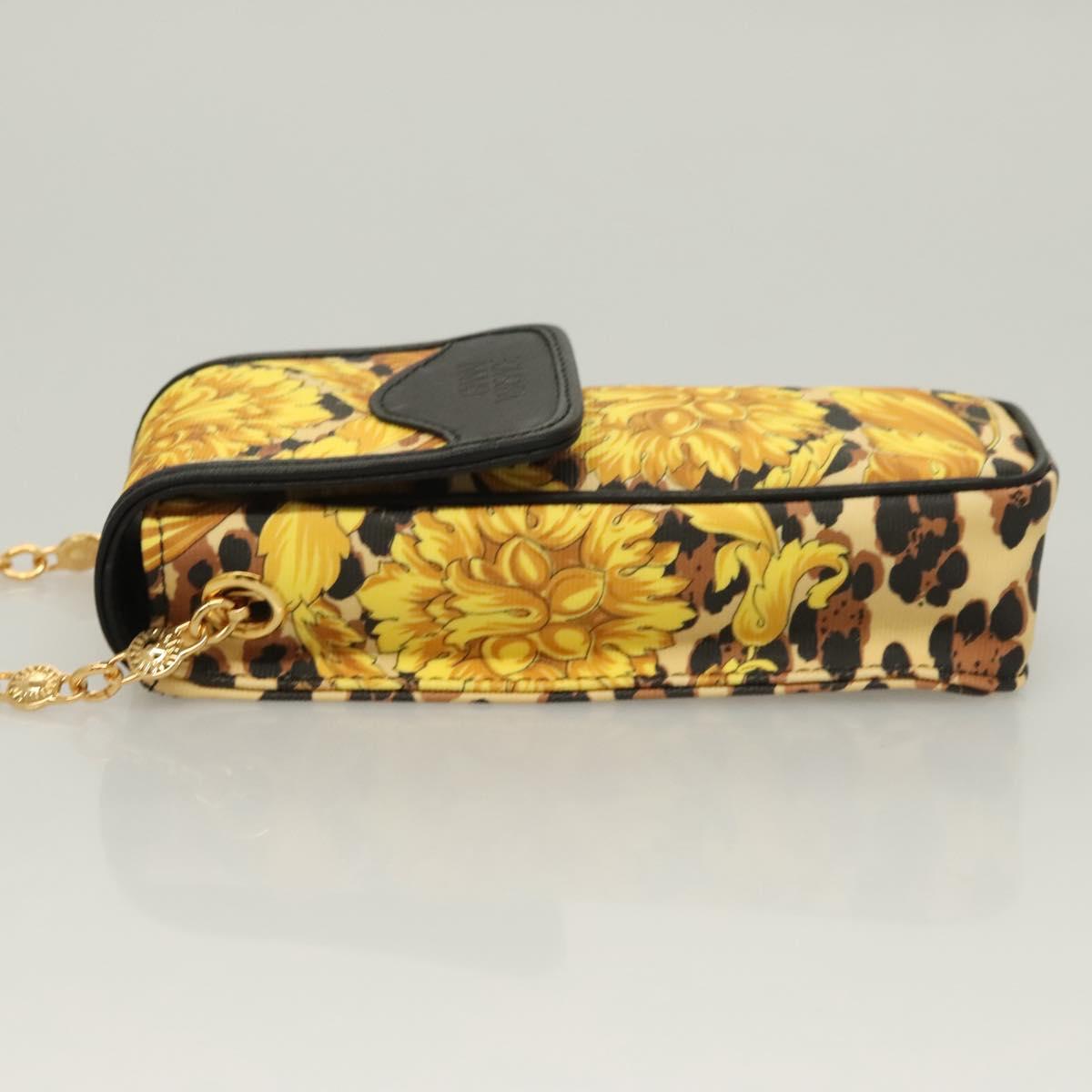 Gianni Versace Shoulder Pouch PVC Leather Yellow Gold Auth BA3323