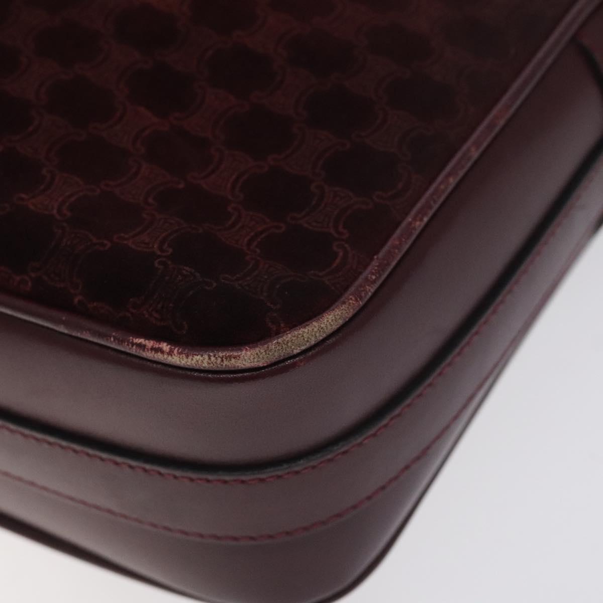 CELINE Macadam Canvas Shoulder Bag Bordeaux Auth BA3328