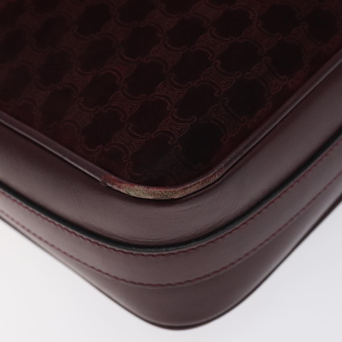 CELINE Macadam Canvas Shoulder Bag Bordeaux Auth BA3328