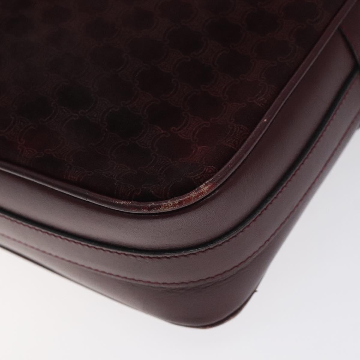 CELINE Macadam Canvas Shoulder Bag Bordeaux Auth BA3328