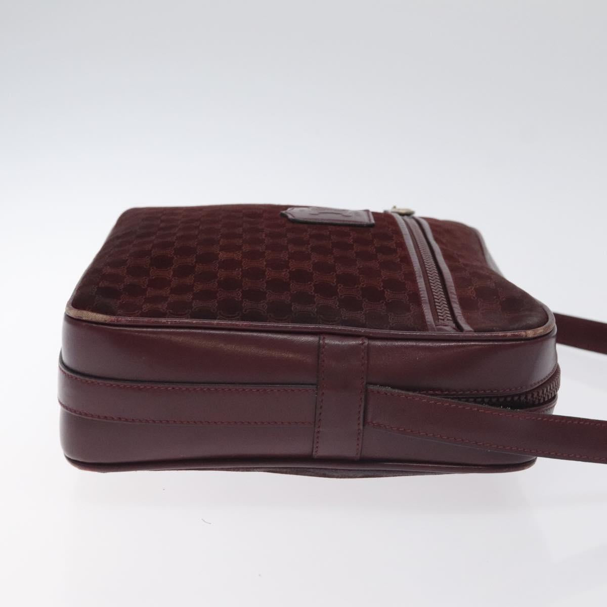CELINE Macadam Canvas Shoulder Bag Bordeaux Auth BA3328