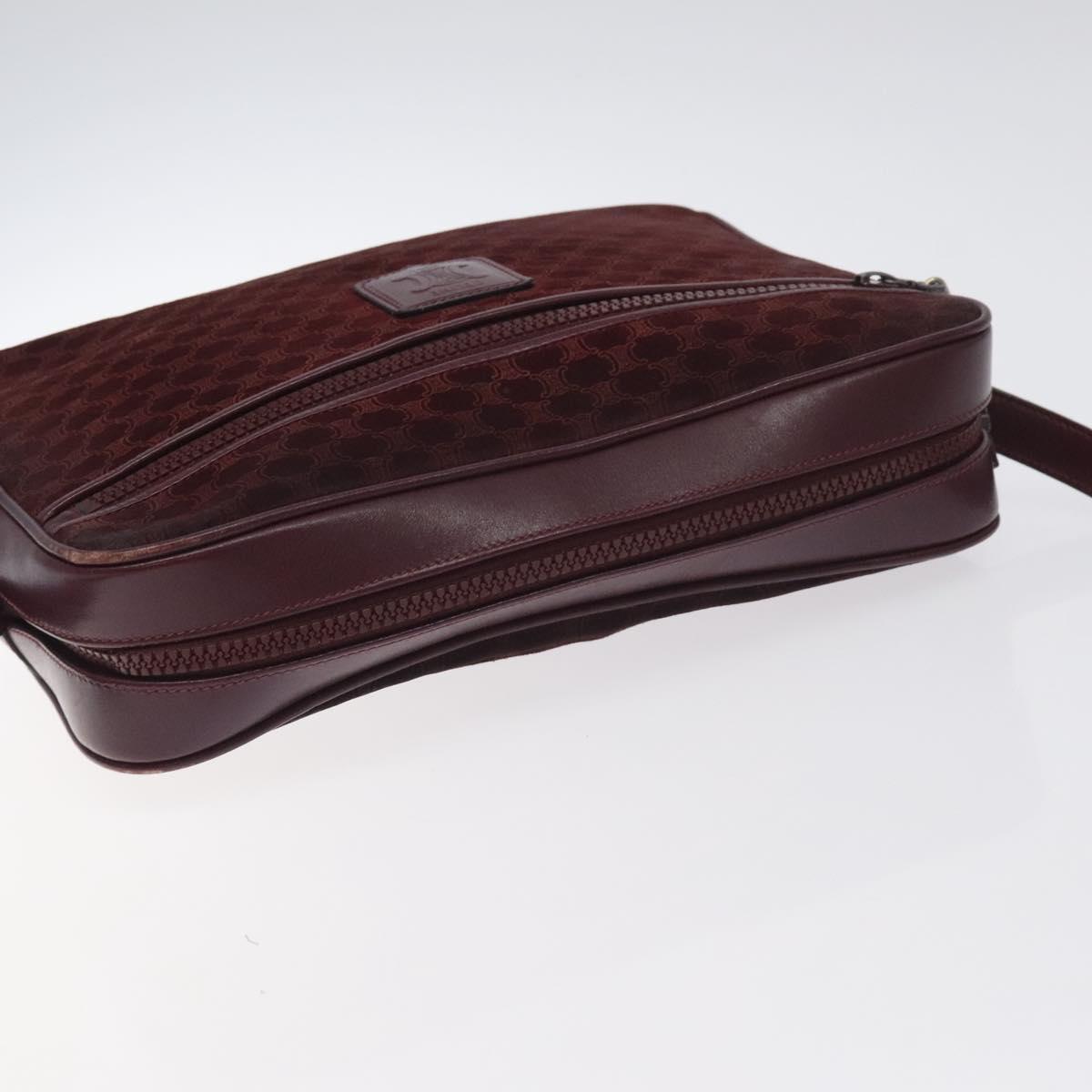 CELINE Macadam Canvas Shoulder Bag Bordeaux Auth BA3328