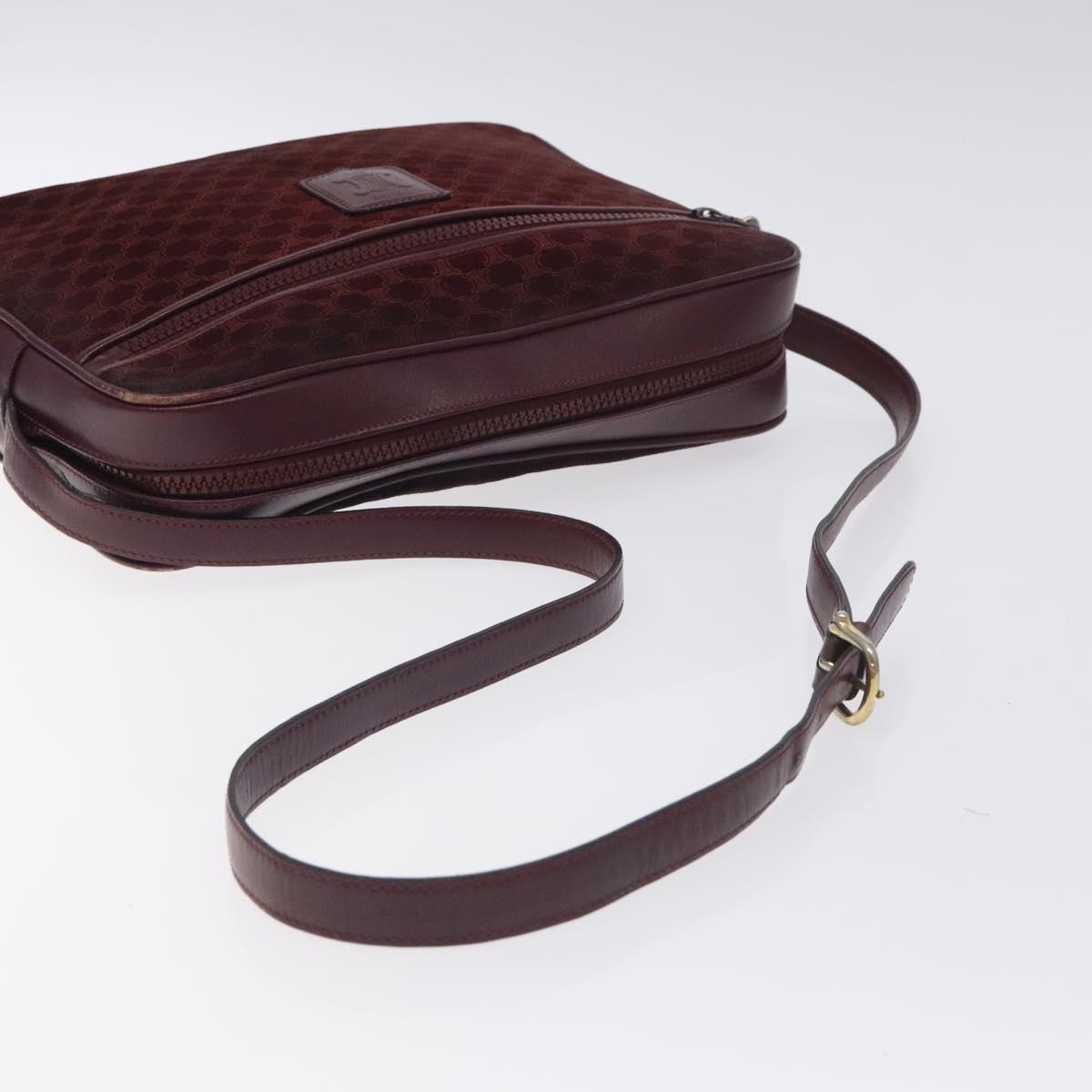 CELINE Macadam Canvas Shoulder Bag Bordeaux Auth BA3328