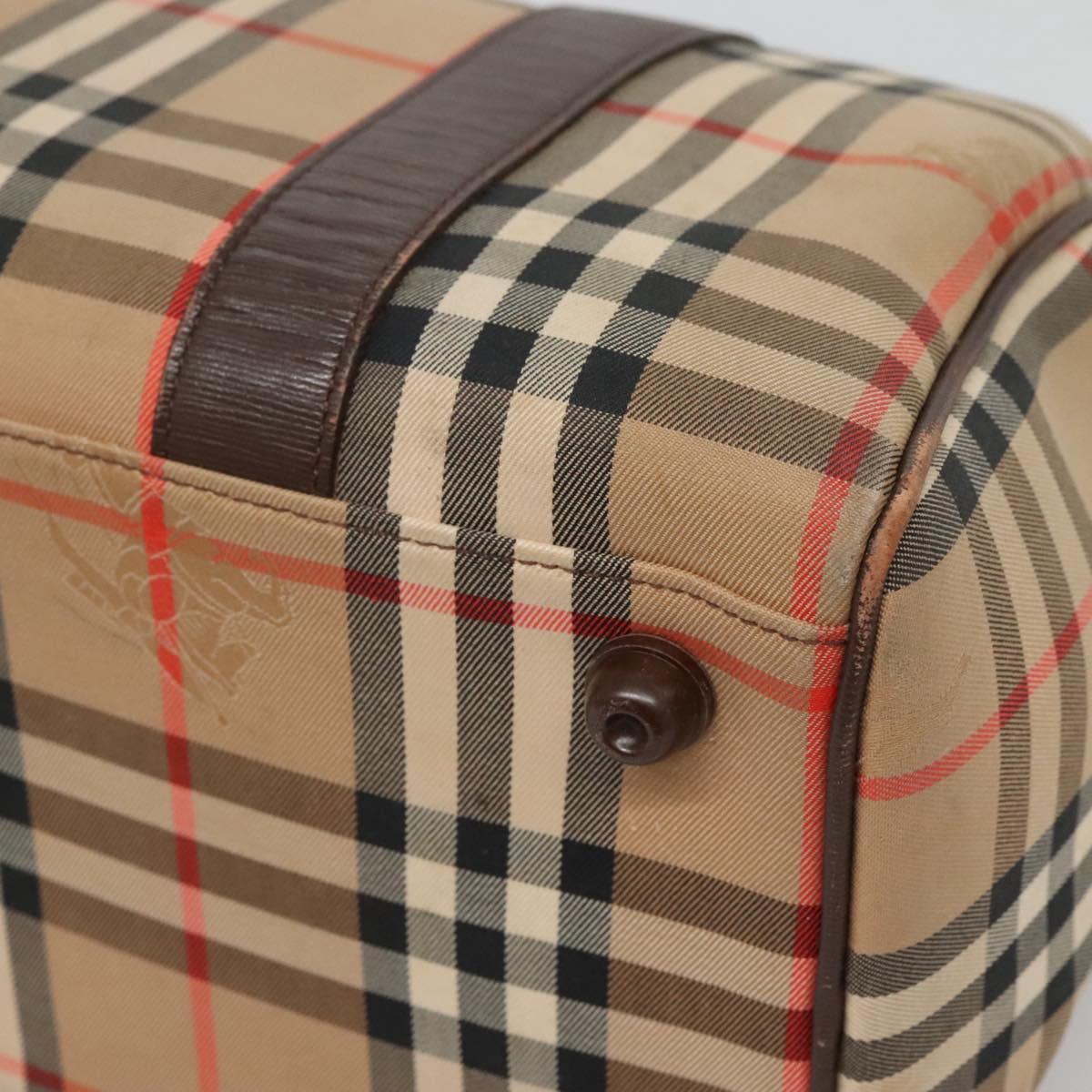 Burberrys Nova Check Boston Bag Canvas Beige Auth BA3332