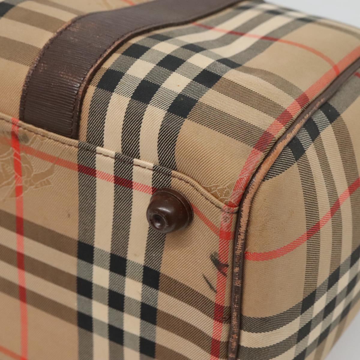 Burberrys Nova Check Boston Bag Canvas Beige Auth BA3332