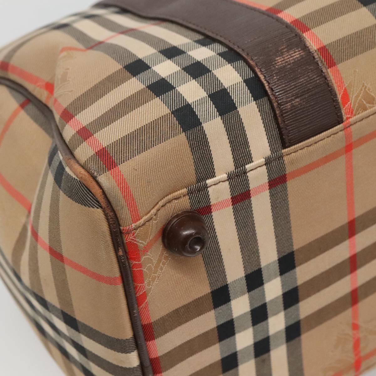 Burberrys Nova Check Boston Bag Canvas Beige Auth BA3332