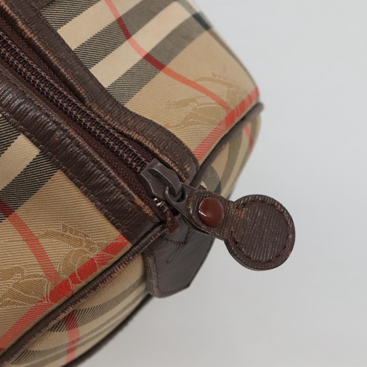 Burberrys Nova Check Boston Bag Canvas Beige Auth BA3332