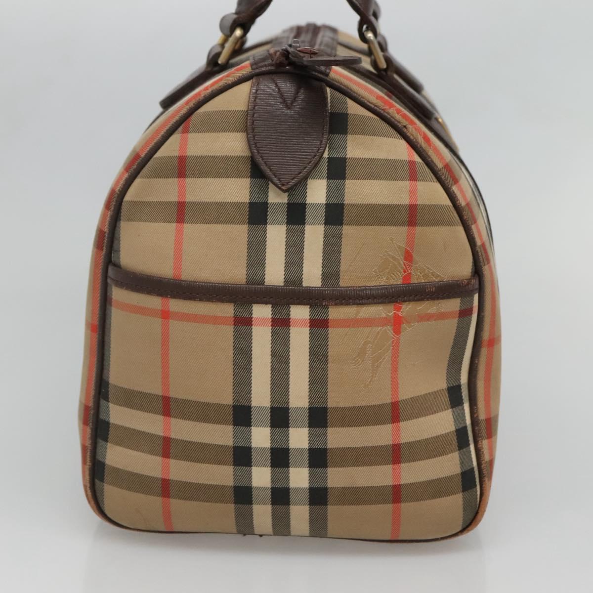 Burberrys Nova Check Boston Bag Canvas Beige Auth BA3332