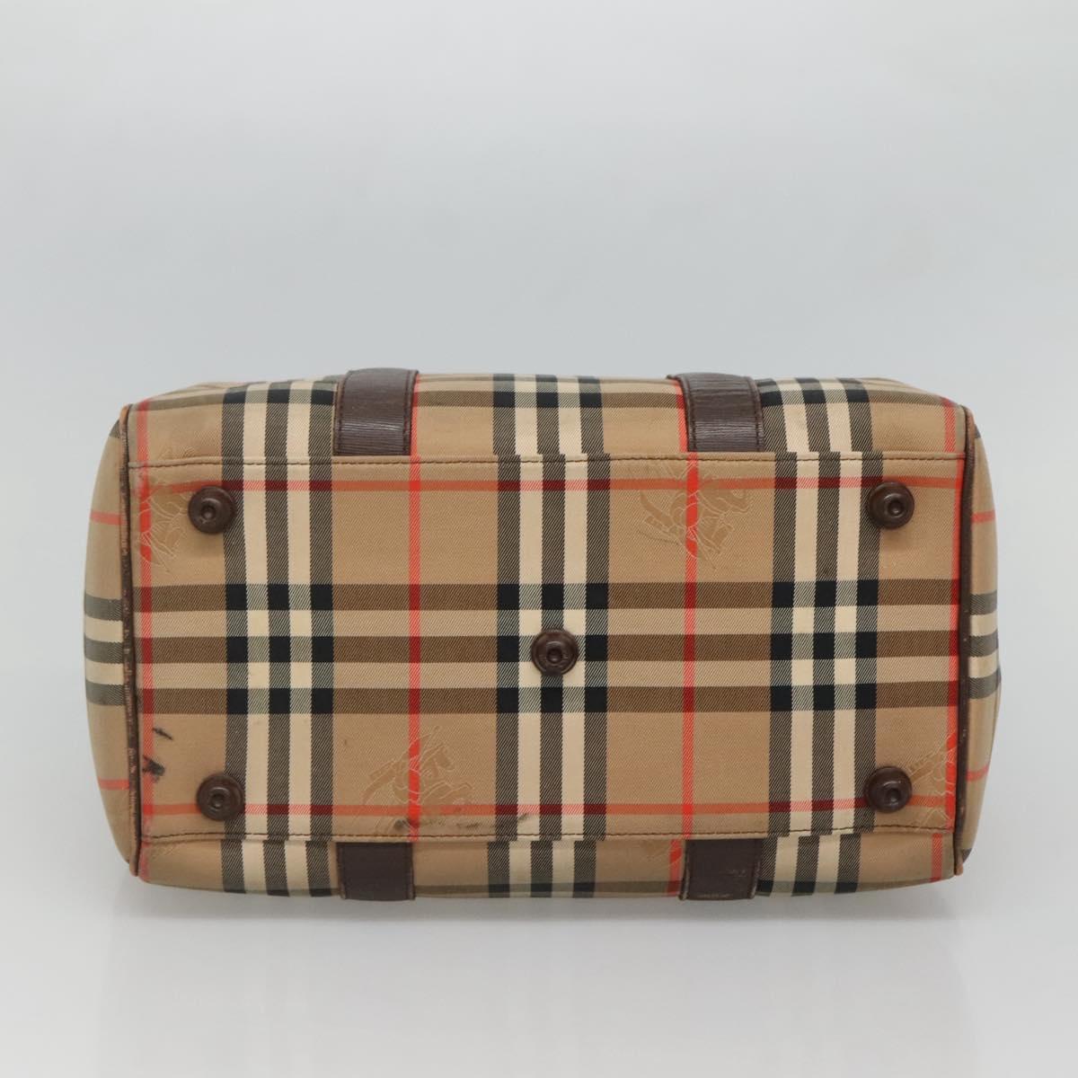 Burberrys Nova Check Boston Bag Canvas Beige Auth BA3332
