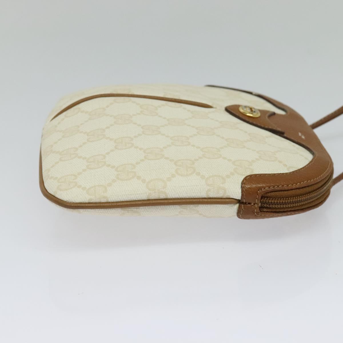 GUCCI GG Supreme Shoulder Bag PVC White Gold 904 02 047 Auth BA3348