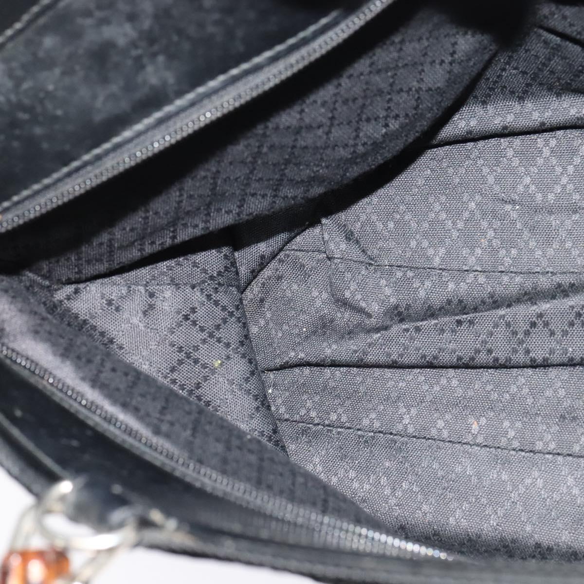 GUCCI Bamboo Hand Bag Canvas 2way Black Silver 002 2058 0439 5 Auth BA3352
