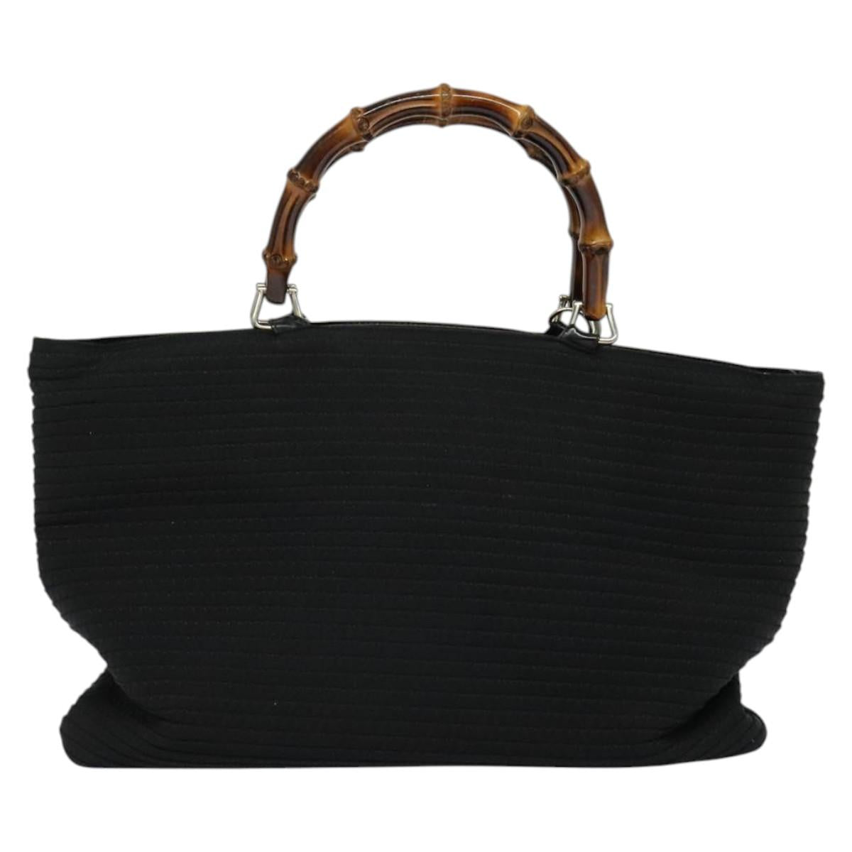GUCCI Bamboo Hand Bag Canvas 2way Black Silver 002 2058 0439 5 Auth BA3352