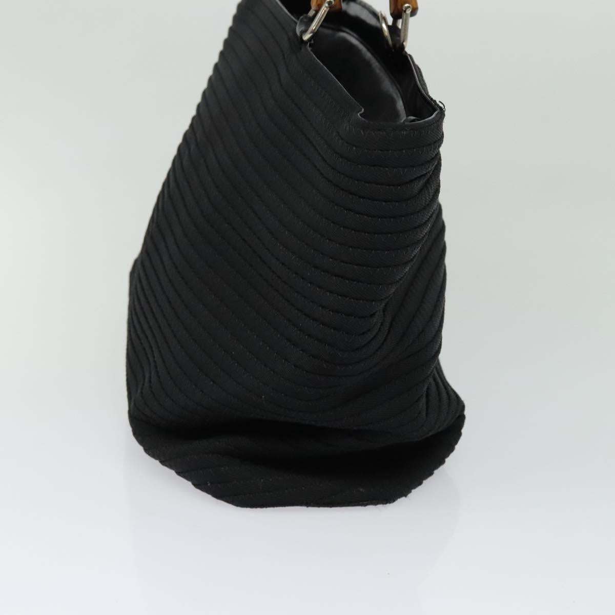 GUCCI Bamboo Hand Bag Canvas 2way Black Silver 002 2058 0439 5 Auth BA3352
