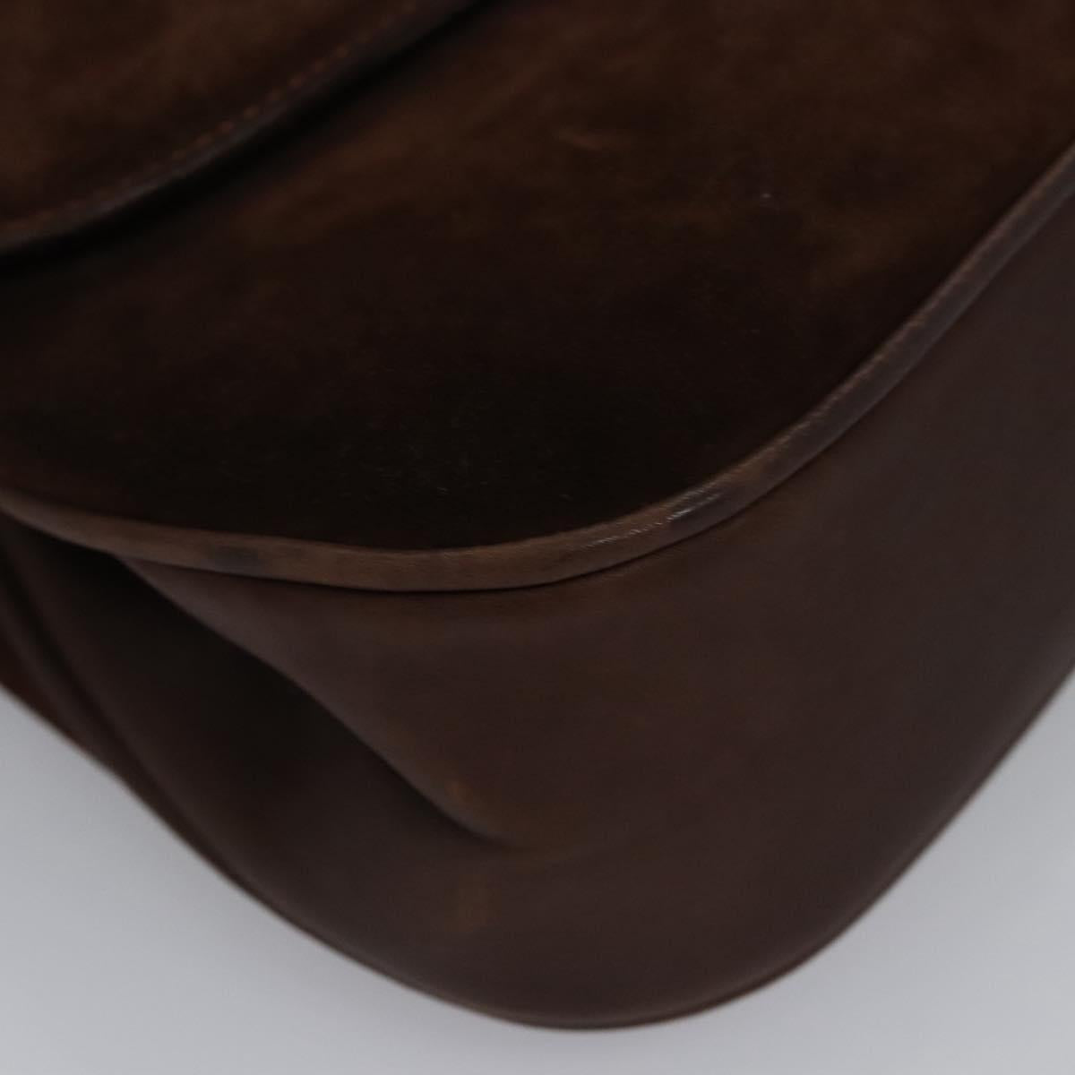 GUCCI Hand Bag Suede Brown Auth BA337