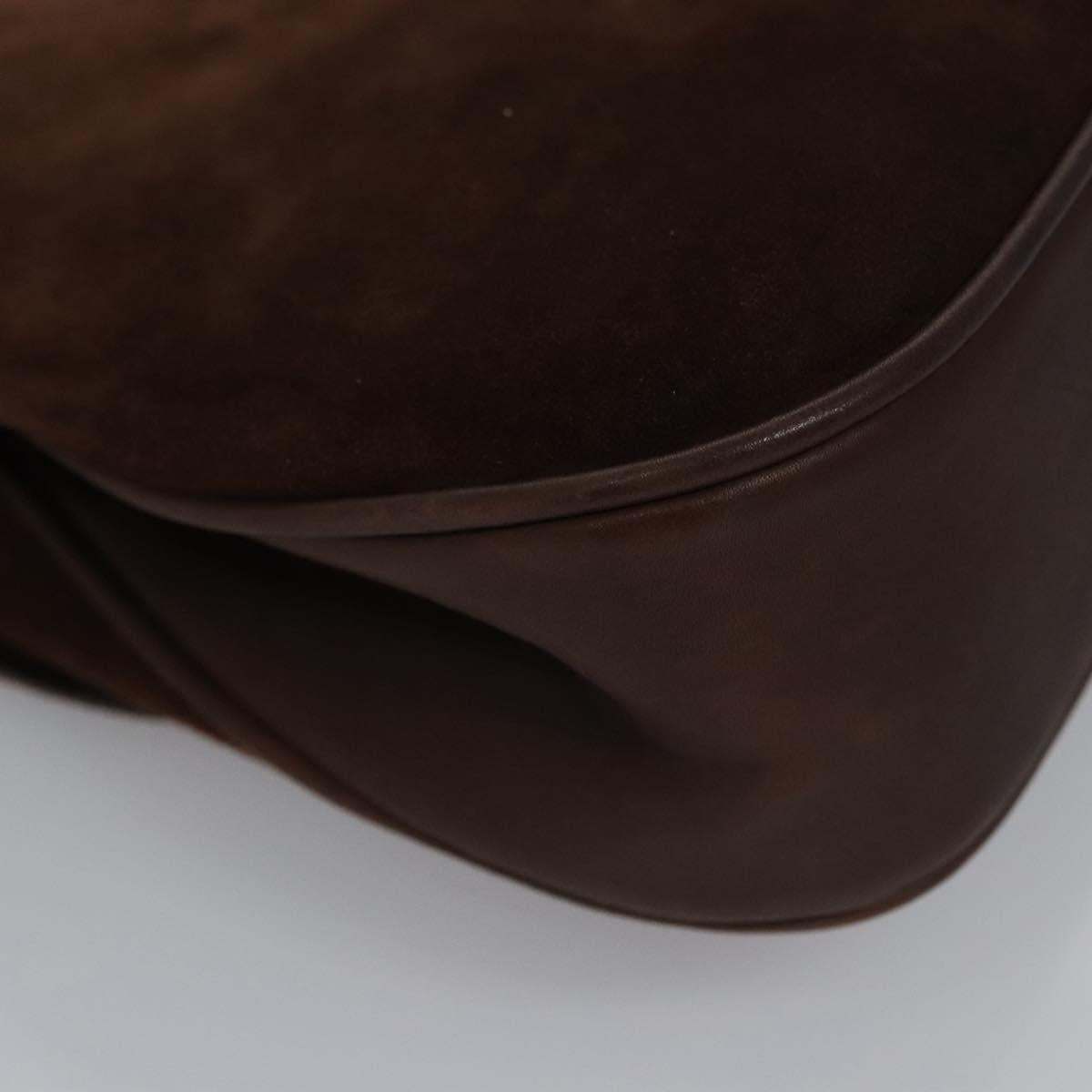 GUCCI Hand Bag Suede Brown Auth BA337