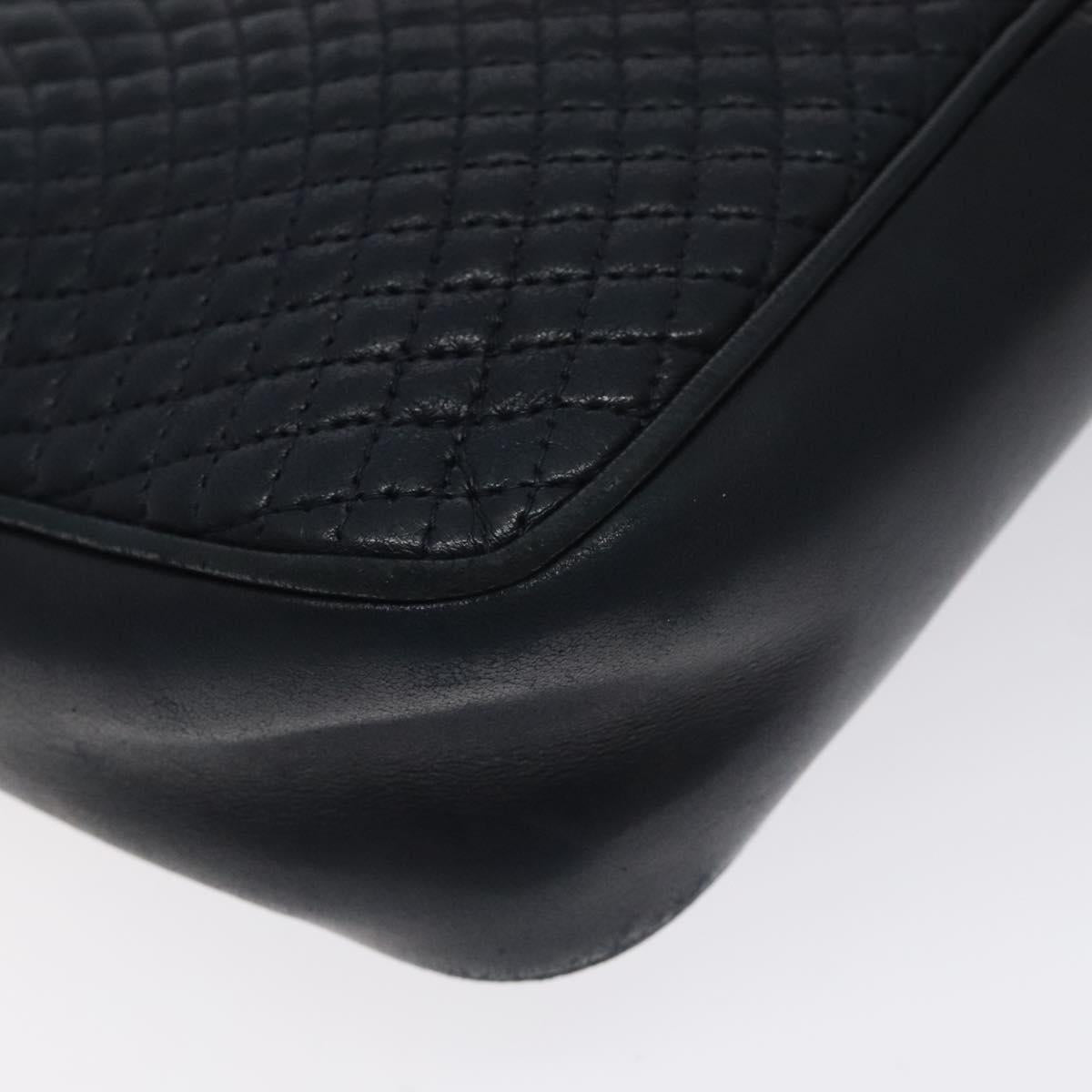 BALLY Shoulder Bag Leather Navy Gold Auth BA3407