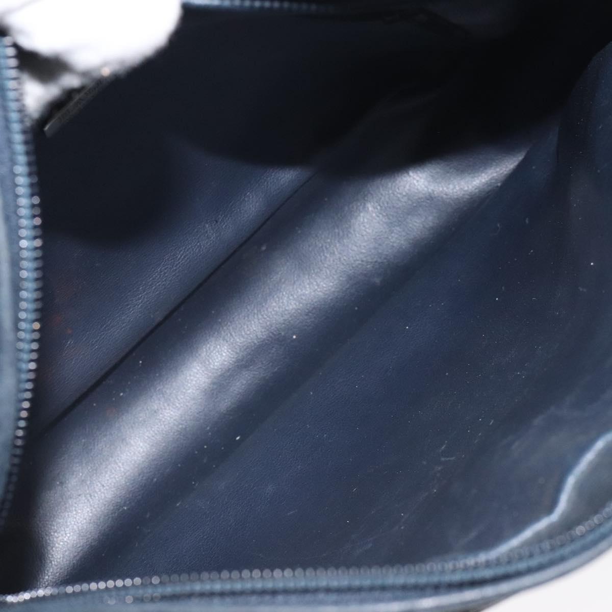 BALLY Shoulder Bag Leather Navy Gold Auth BA3407