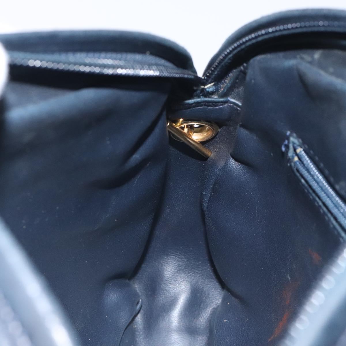 BALLY Shoulder Bag Leather Navy Gold Auth BA3407